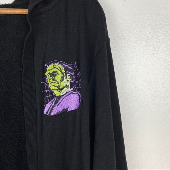 Torrid Universal Monsters Frankenstein Bride Hooded Black Embroidered Cardigan 2 - Picture 9 of 14